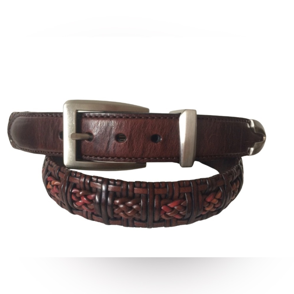 Brighton Braided Leather Belt Mahogany Brown Belt Size 36 - Picture 2 of 7